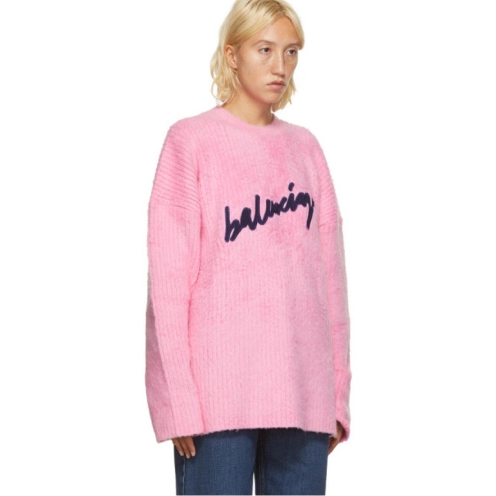 Balenciaga Pink Logo Crewneck Sweater